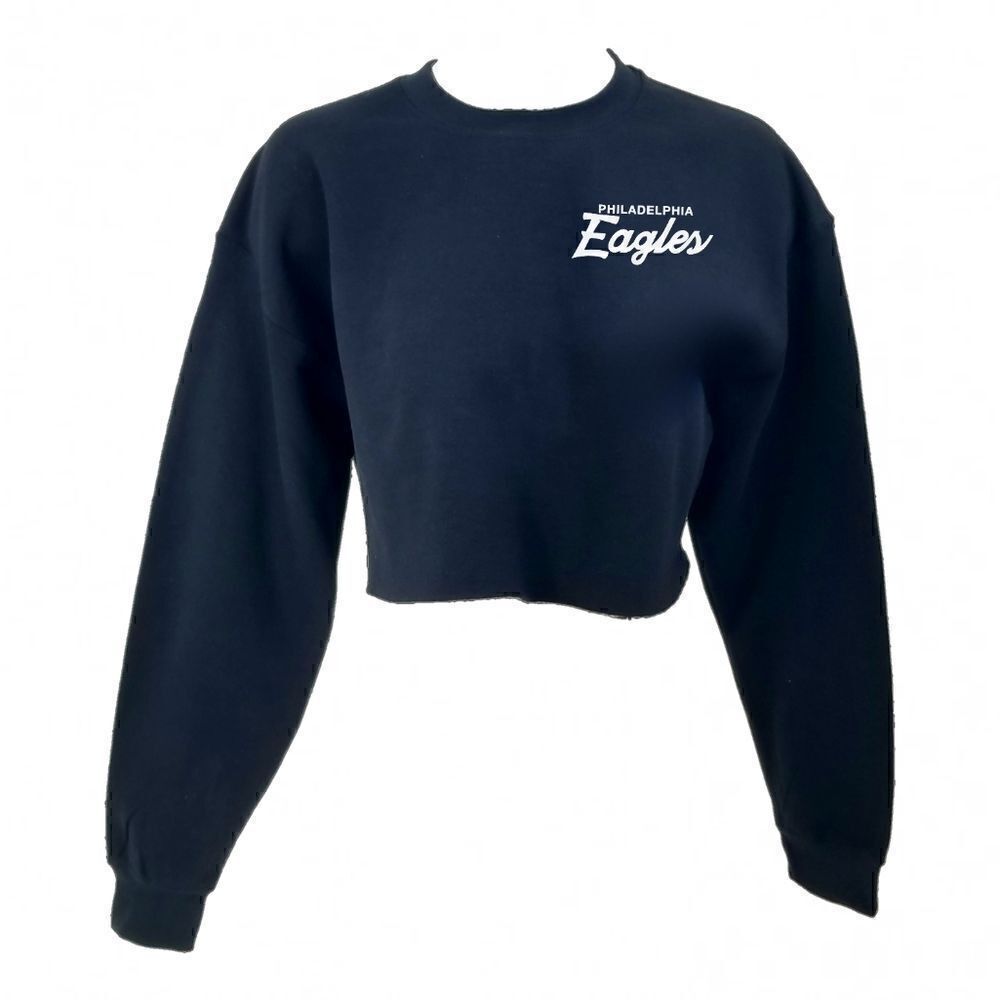 Philadelphia Eagles NFL Double Script Logo Cropped Crop Top Crewneck Sweatshirt
